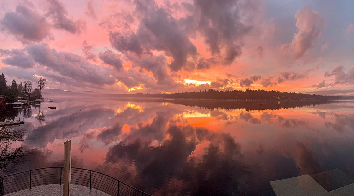 Sunset over Lake Sammamish, from the dock